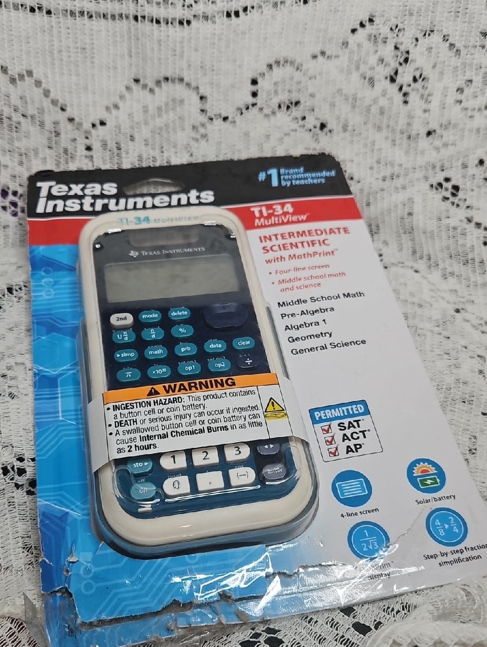 Texas Instruments TI-34 MultiView Scientific Calculator - Blue/White Buttons